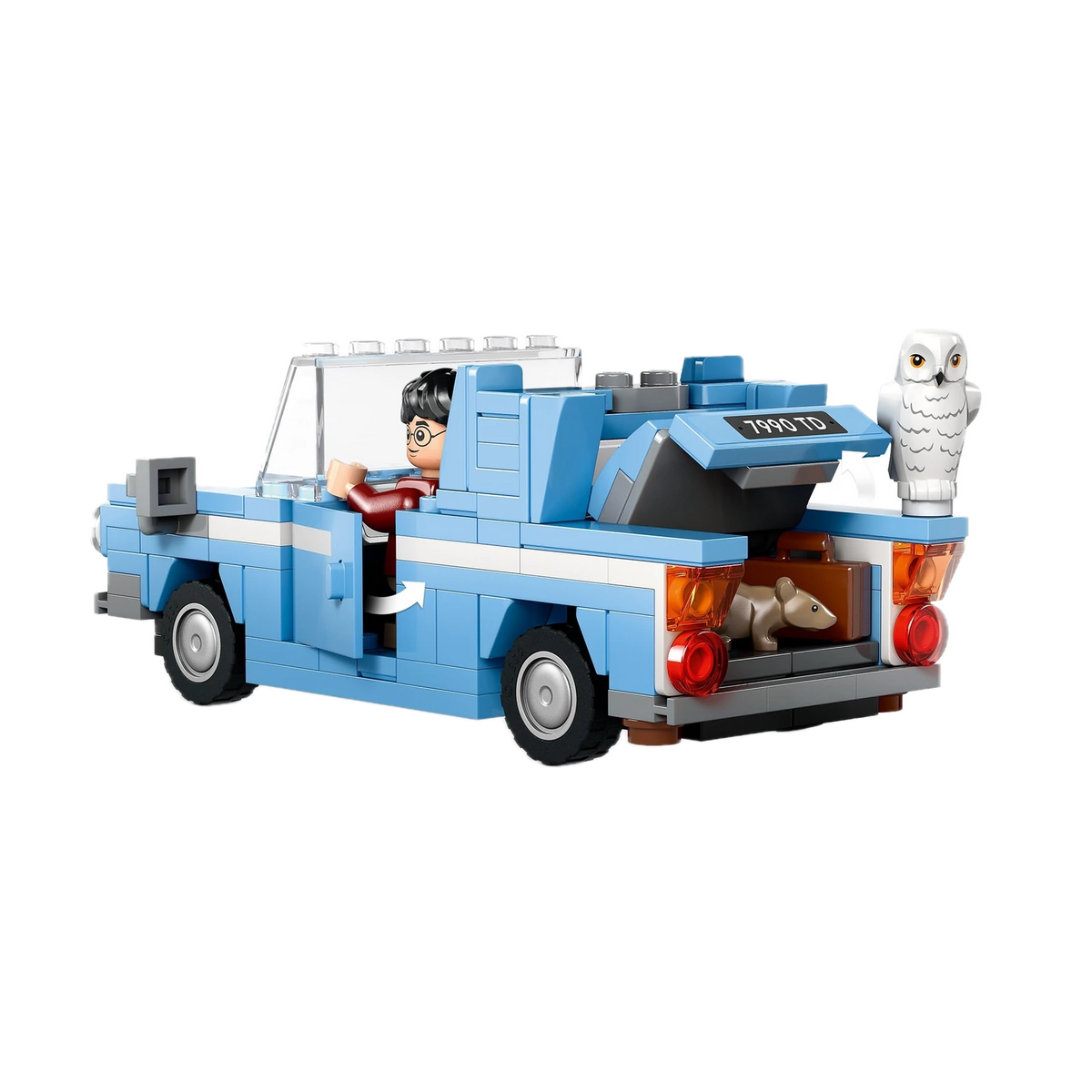 LEGO Harry Potter Flying Ford Anglia 76424, rear view with open trunk