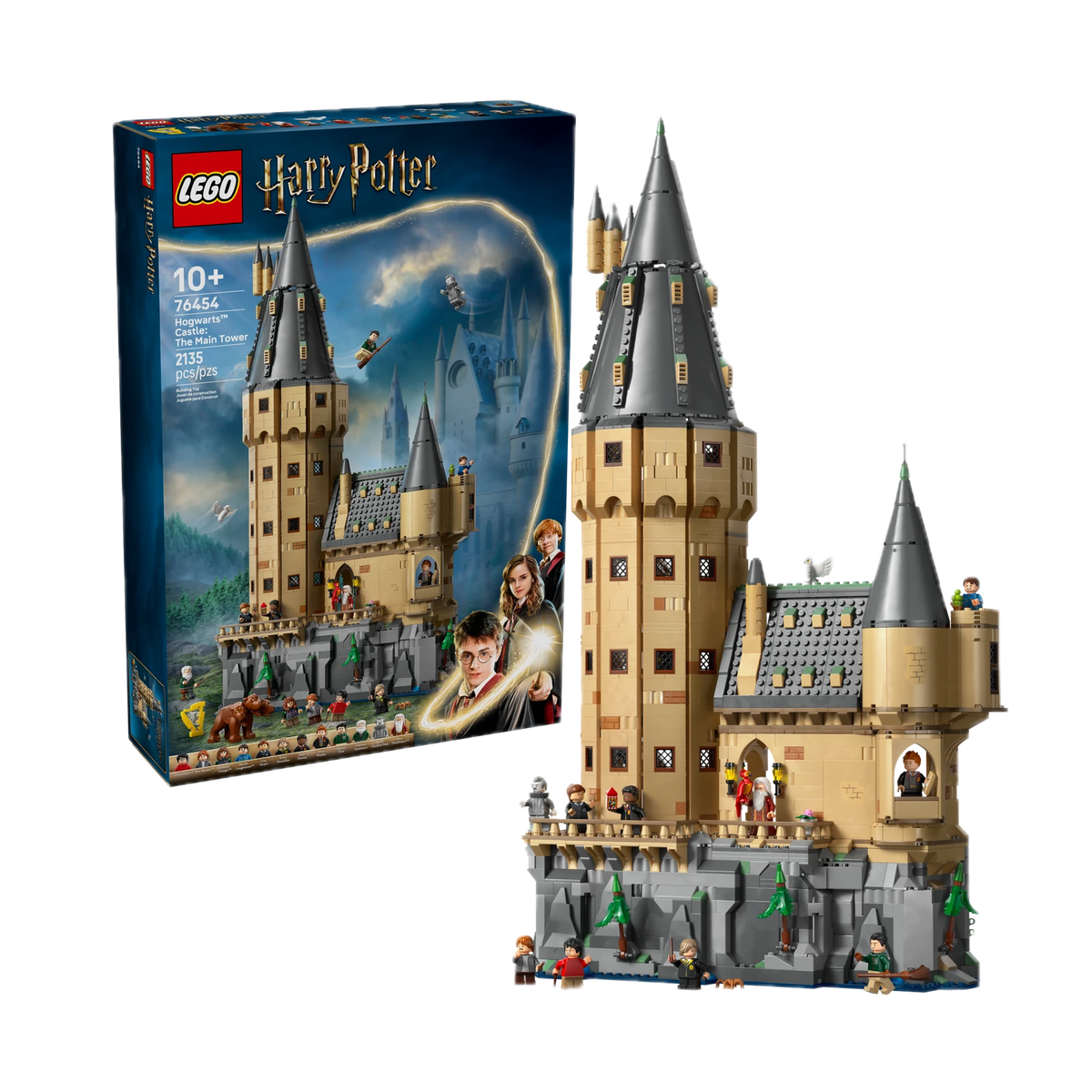 LEGO Harry Potter Hogwarts Castle: The Main Tower 76454, box and model