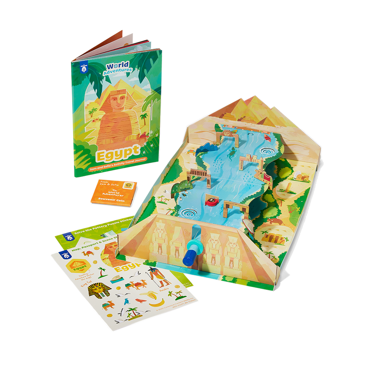 Little Passports World Adventures, Egypt box contents with game