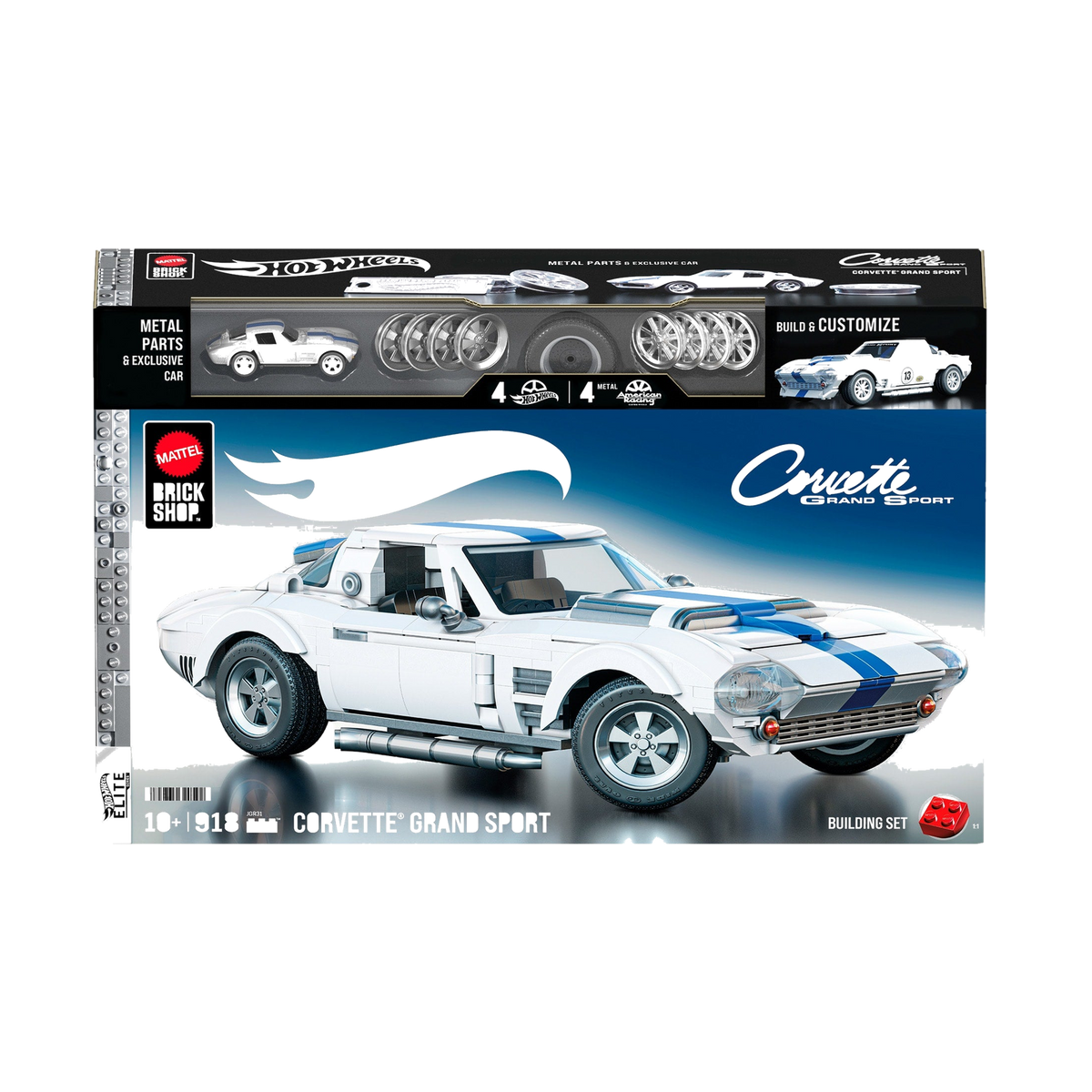 Mattel Brick Shop Hot Wheels Corvette Grand Sport Building Set JGR31, box front