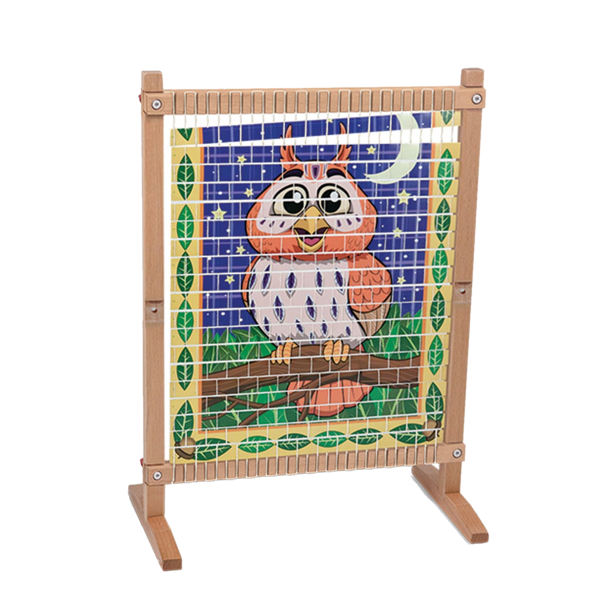 Melissa & Doug Multi-Craft Weaving Loom, loom with the owl picture tapestry