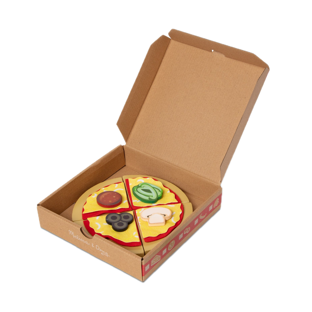 Melissa & Doug Top & Bake Pizza Counter 9465, pizza in box with play money