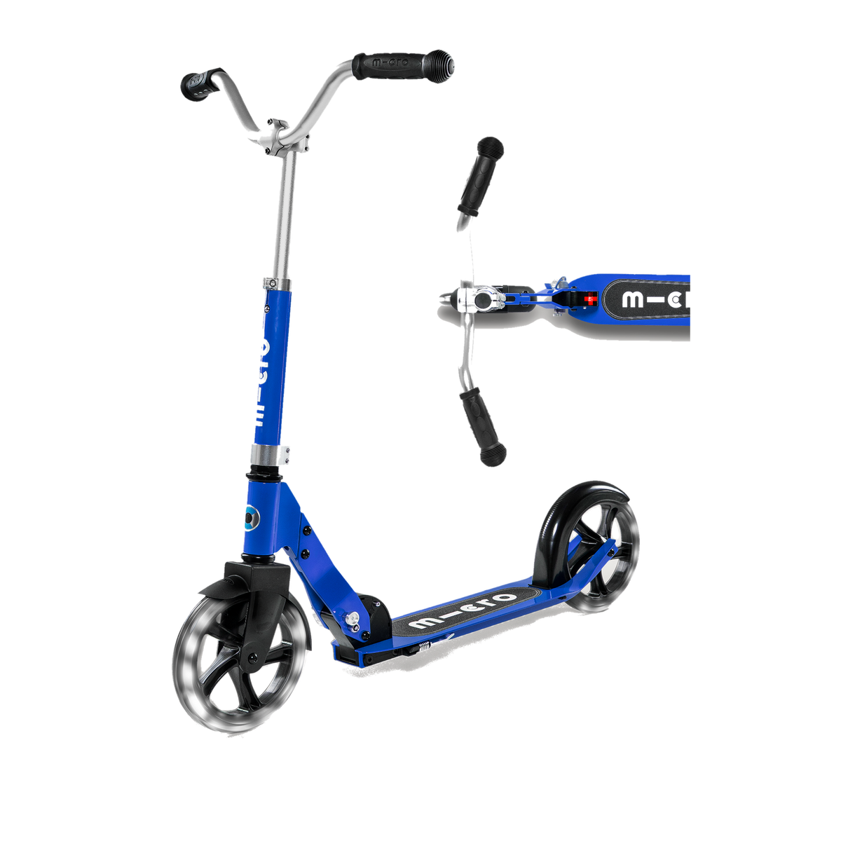 Micro Cruiser LED Scooter, blue scooter, side view