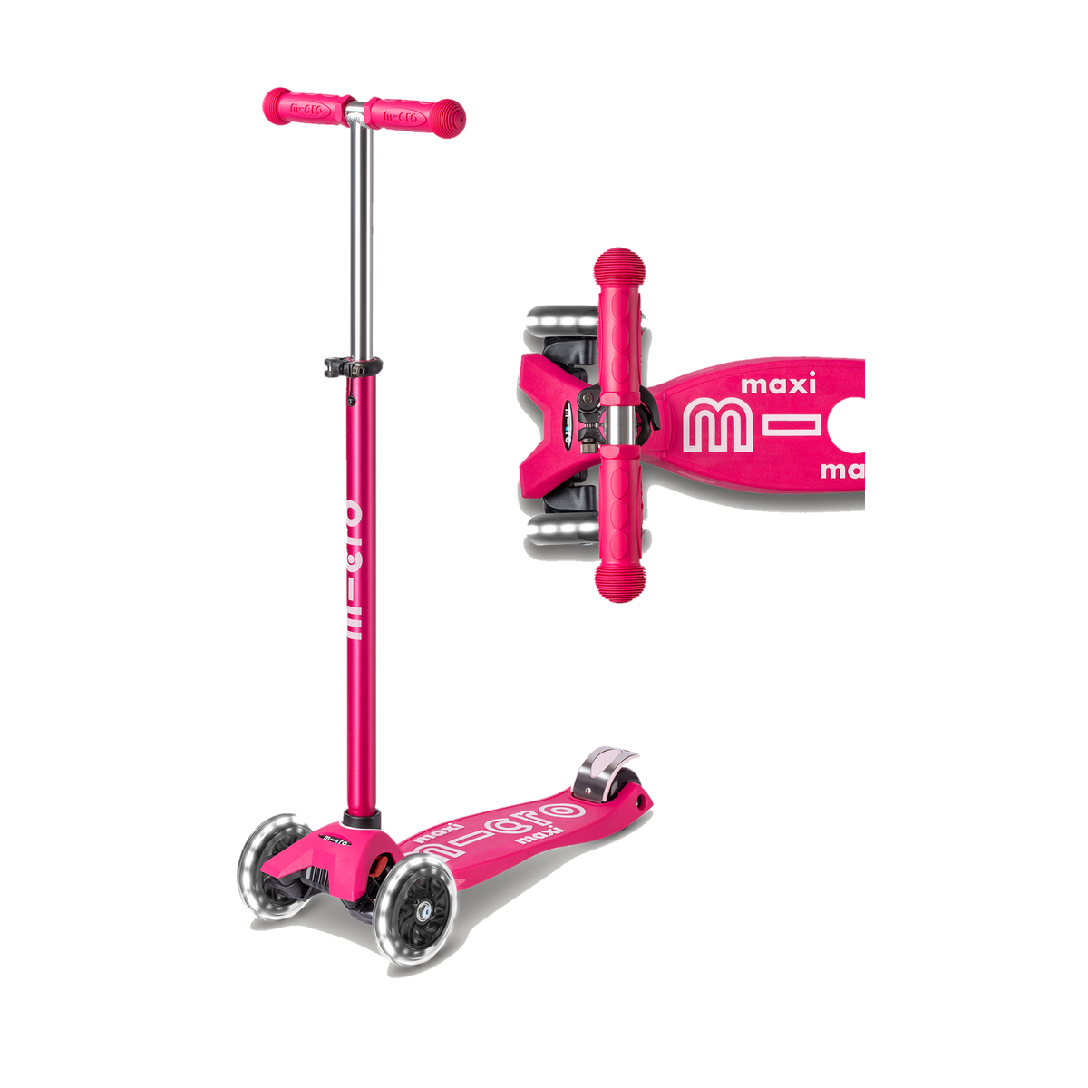 Micro Maxi LED Scooter, pink scooter, side view