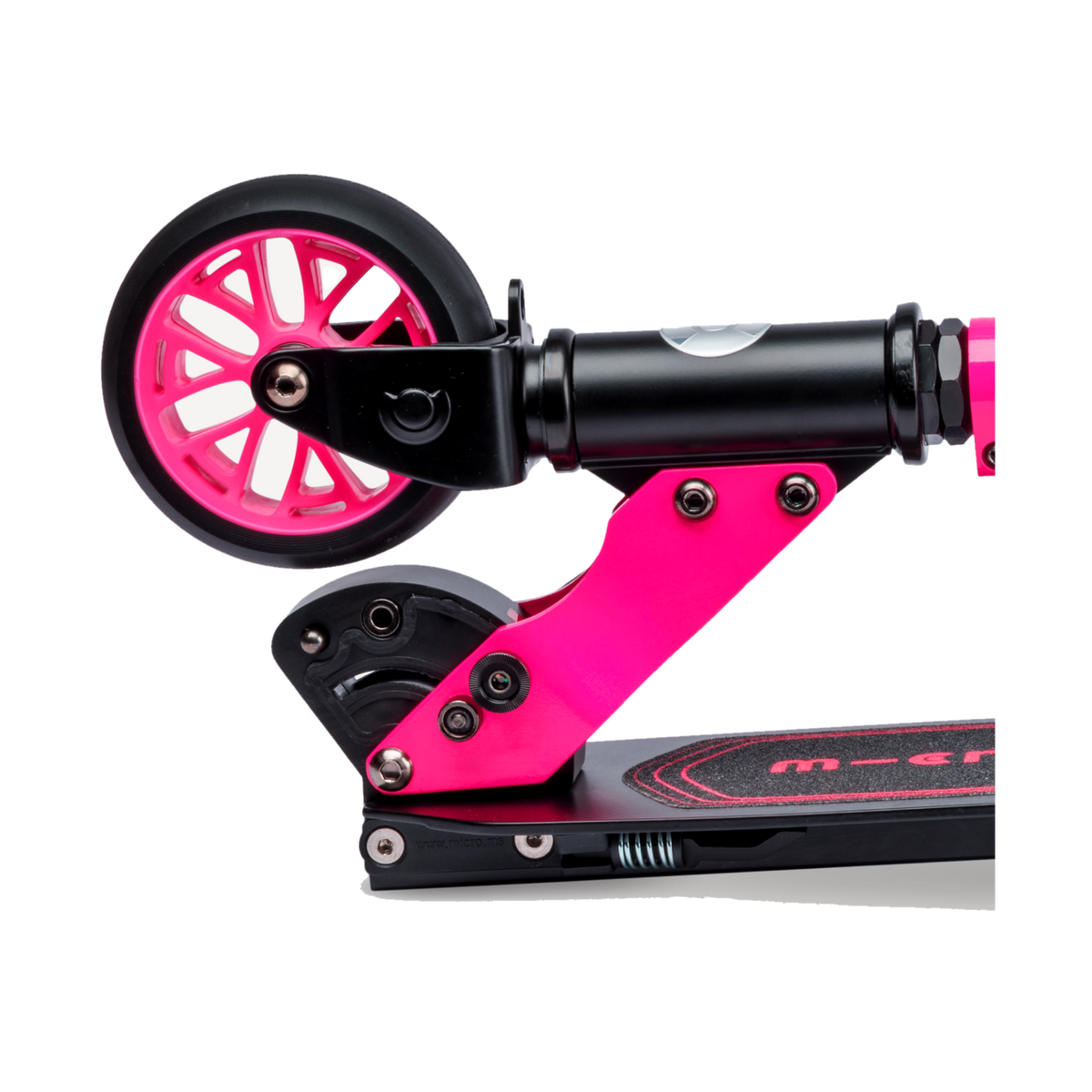 Micro Rocket 2.0 Scooter, neon pink front wheel and fold