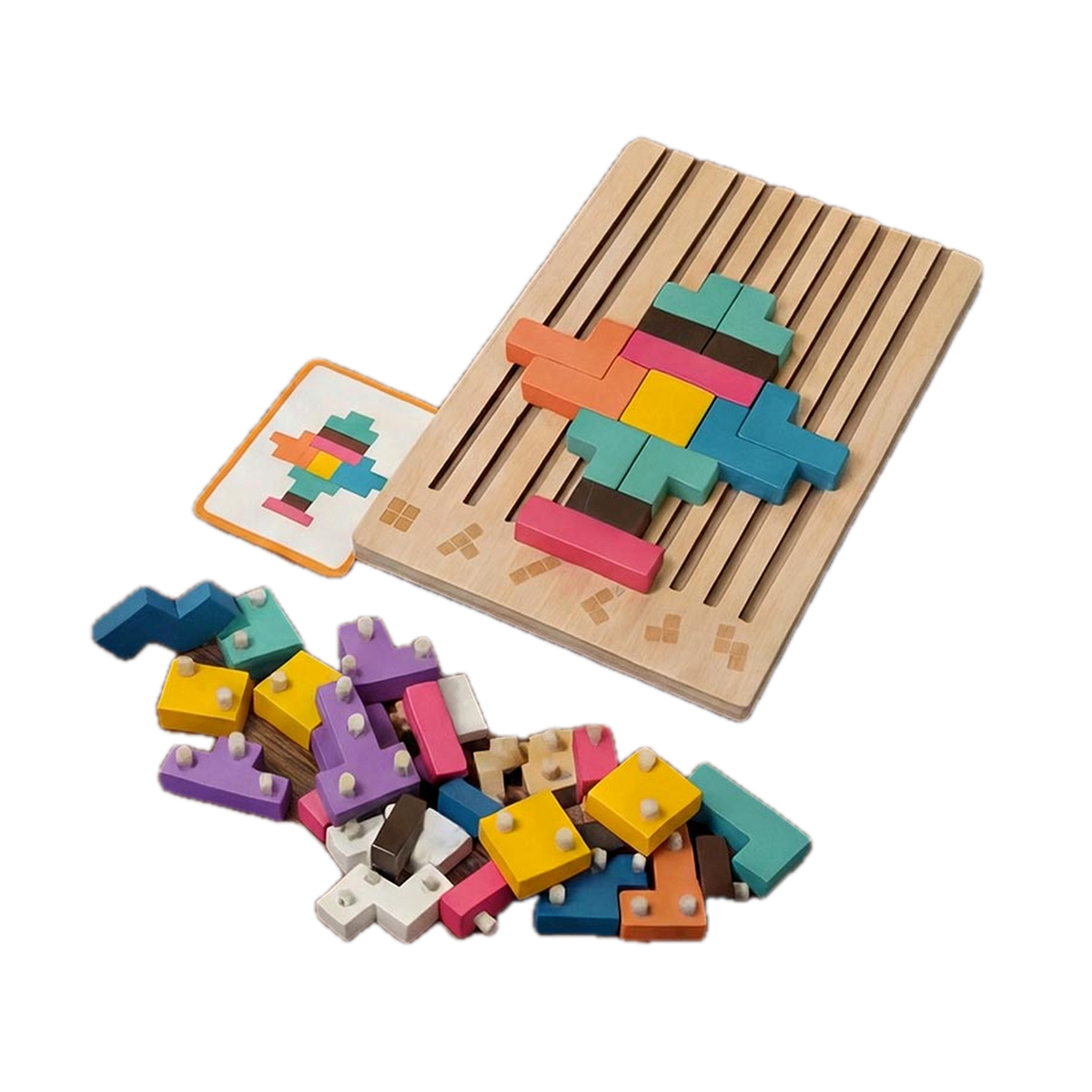 Montessori Generation Montessori Brain Blocks, board with blocks and card