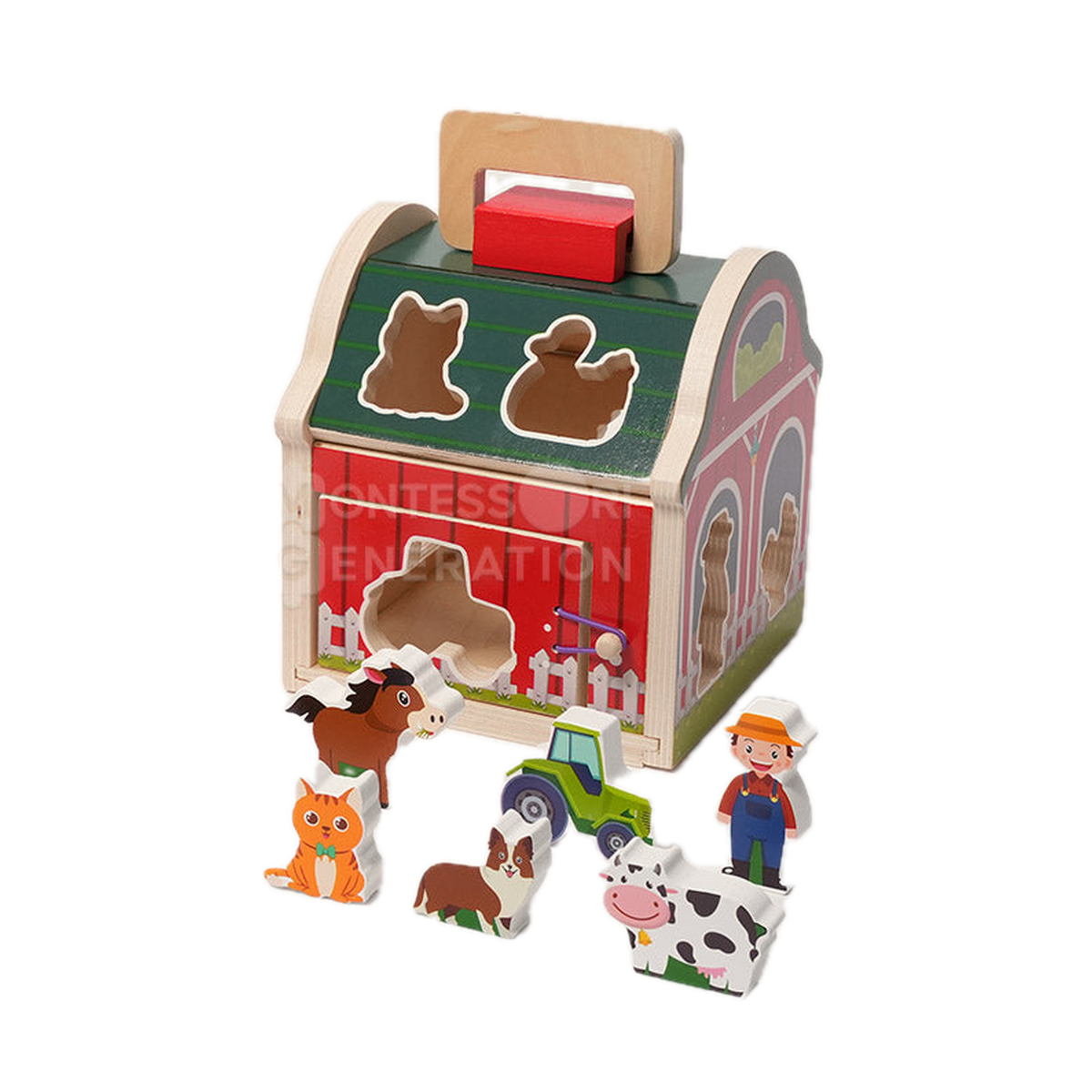 Montessori Generation Montessori Wooden Farmhouse, farmhouse with figures