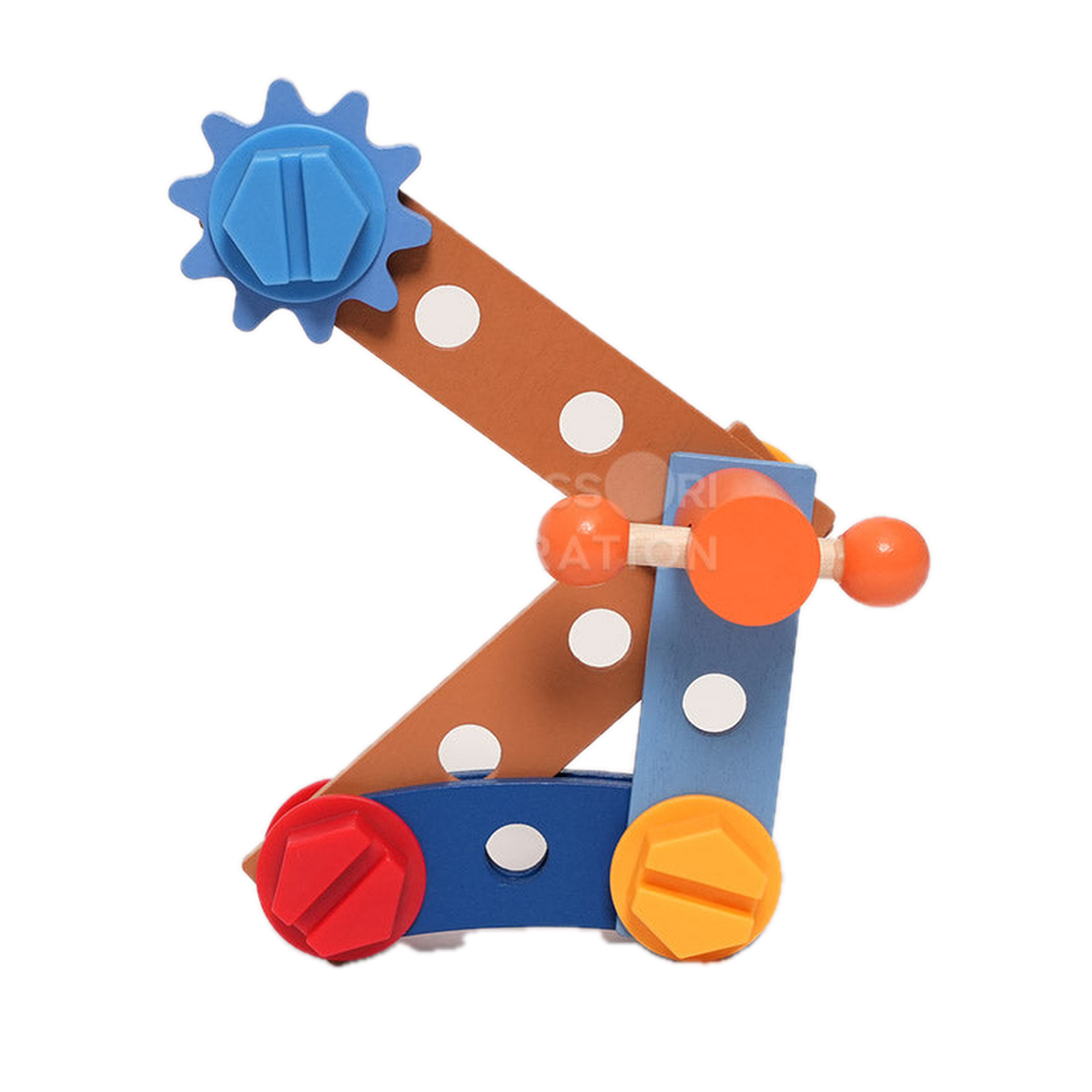Montessori Generation Montessori Wooden Workshop, bolted crane build