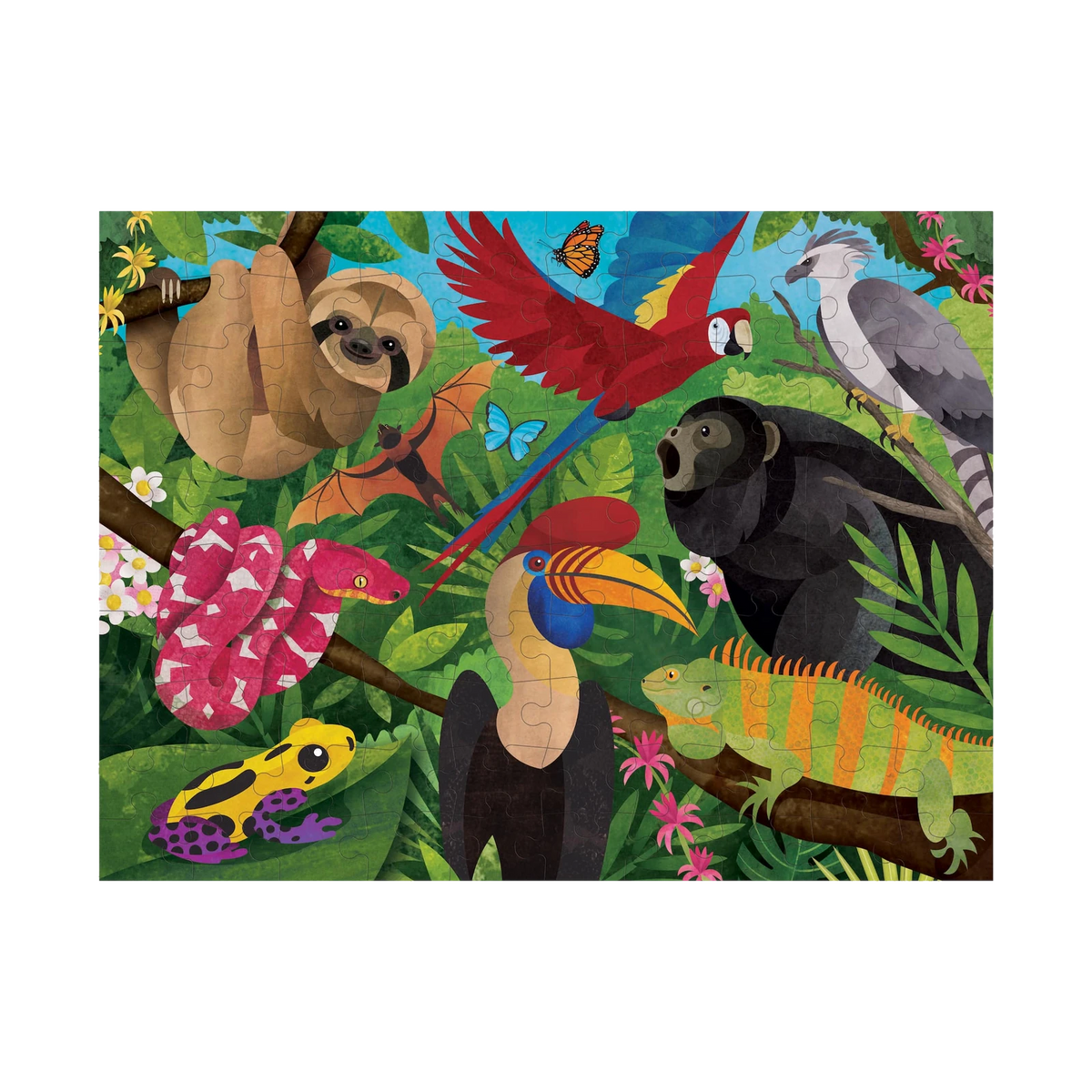 Mudpuppy Rainforest Above & Below Puzzle, finished canopy side