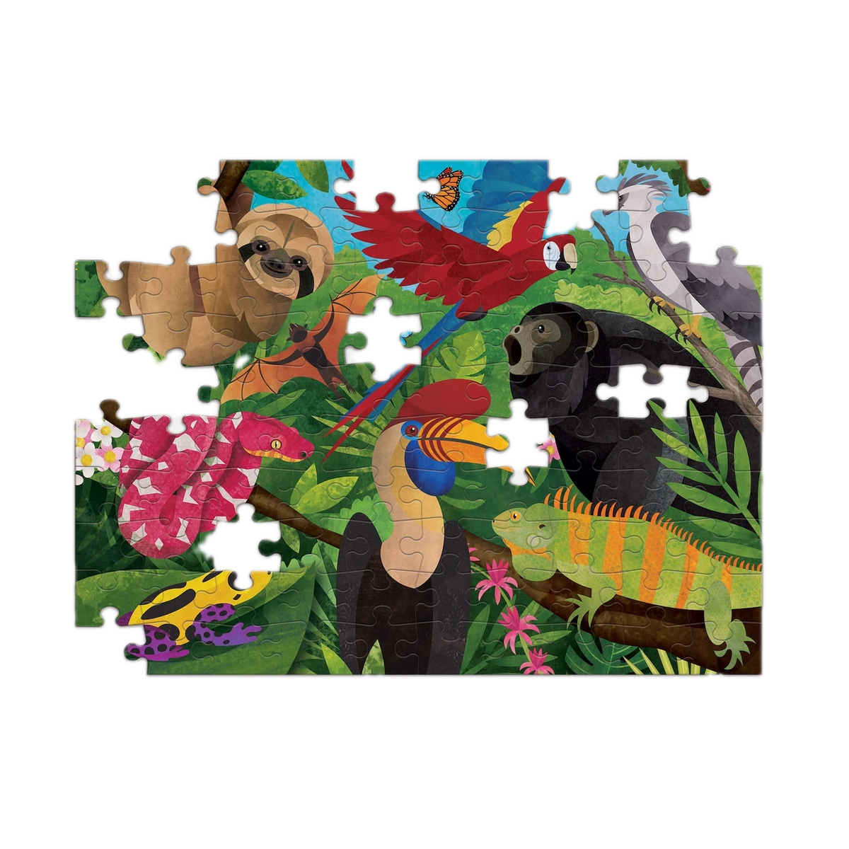 Mudpuppy Rainforest Above & Below Puzzle, canopy side partly assembled