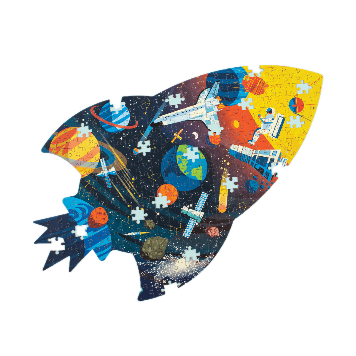 Mudpuppy Outer Space 300 Piece Shaped Scene Puzzle, puzzle with loose pieces