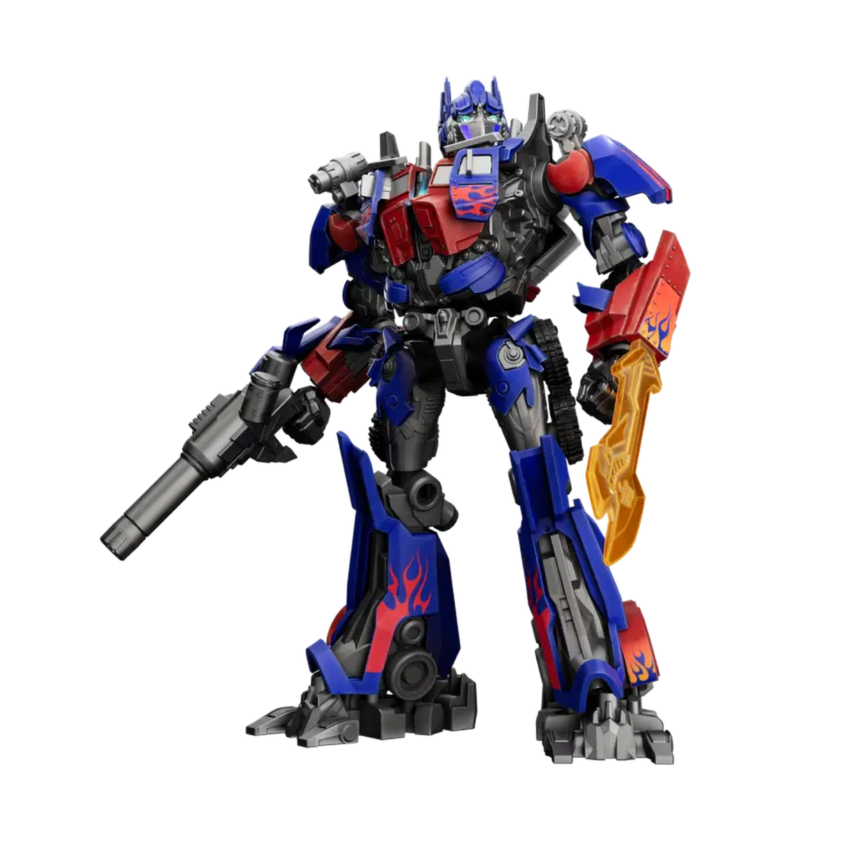Blokees Classic Class 09 Optimus Prime, front view holding the blaster and flame sword