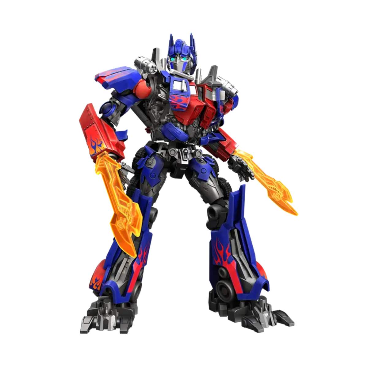 Blokees Classic Class 09 Optimus Prime, standing pose with flame swords on both arms