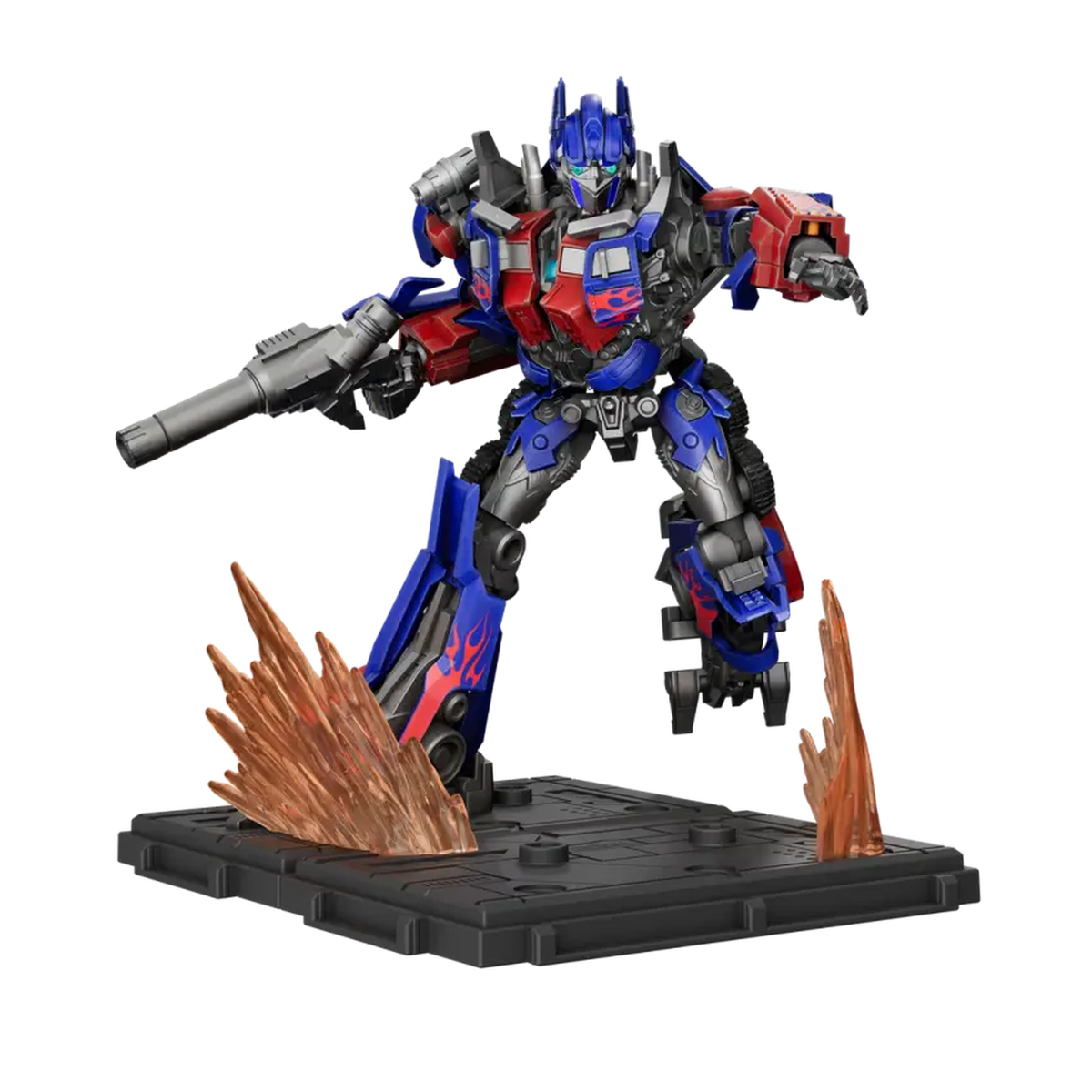 Blokees Classic Class 09 Optimus Prime, action pose on the display base with effect parts