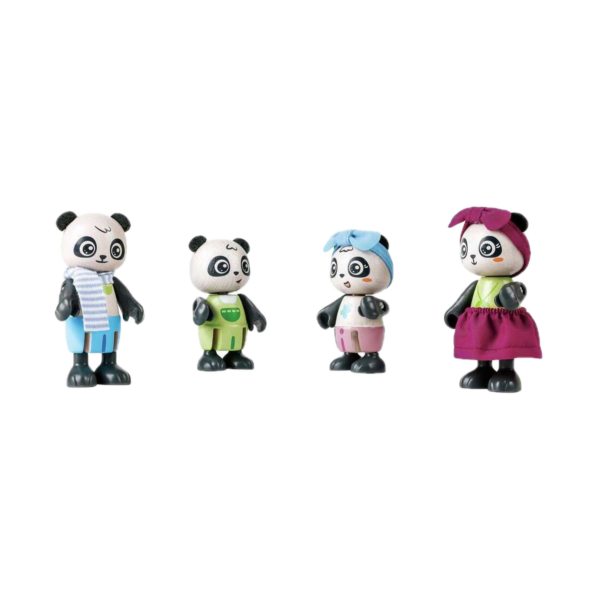 Hape Pandas’ Bamboo House E3413, the four panda family figures