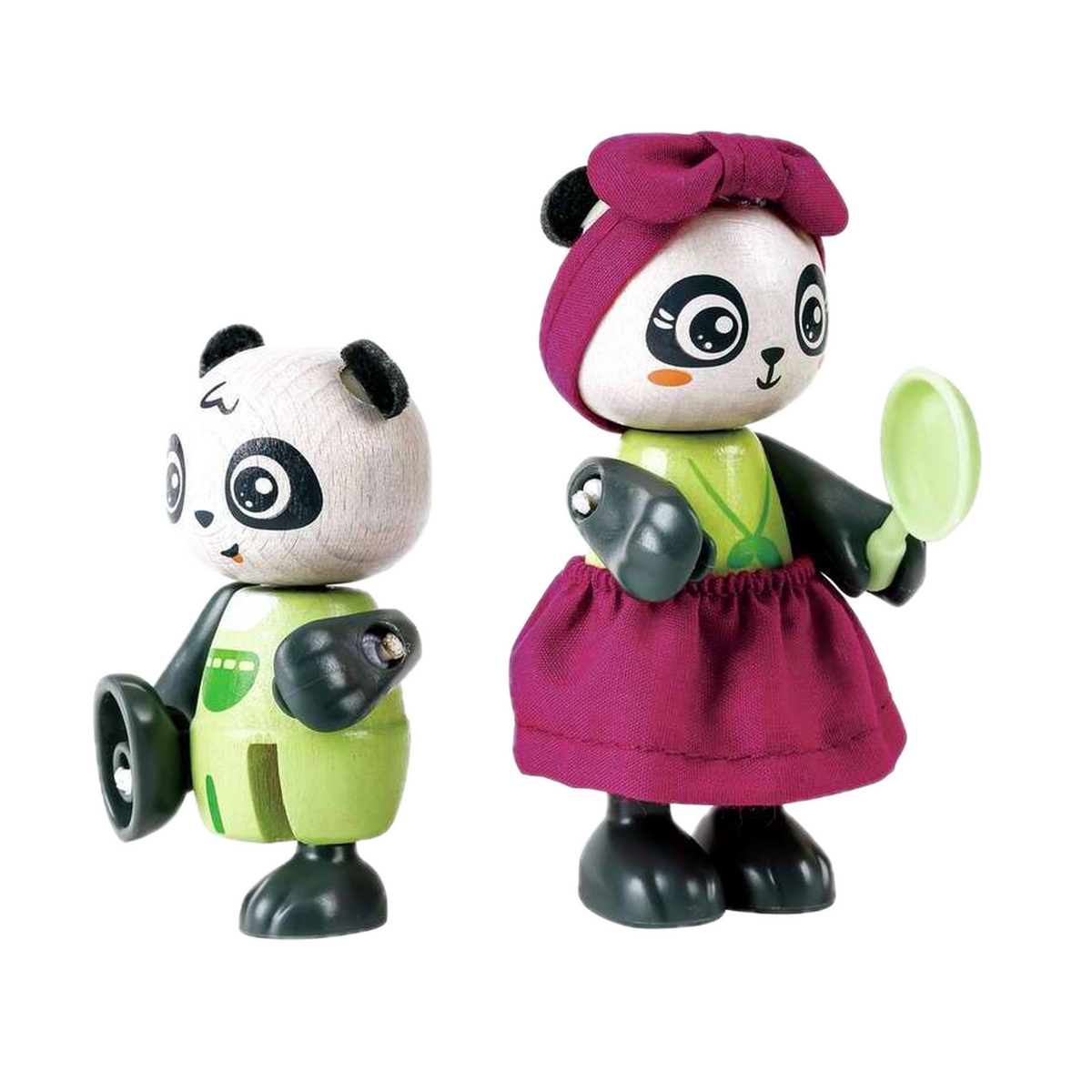 Hape Pandas’ Bamboo House E3413, close-up of two panda figures