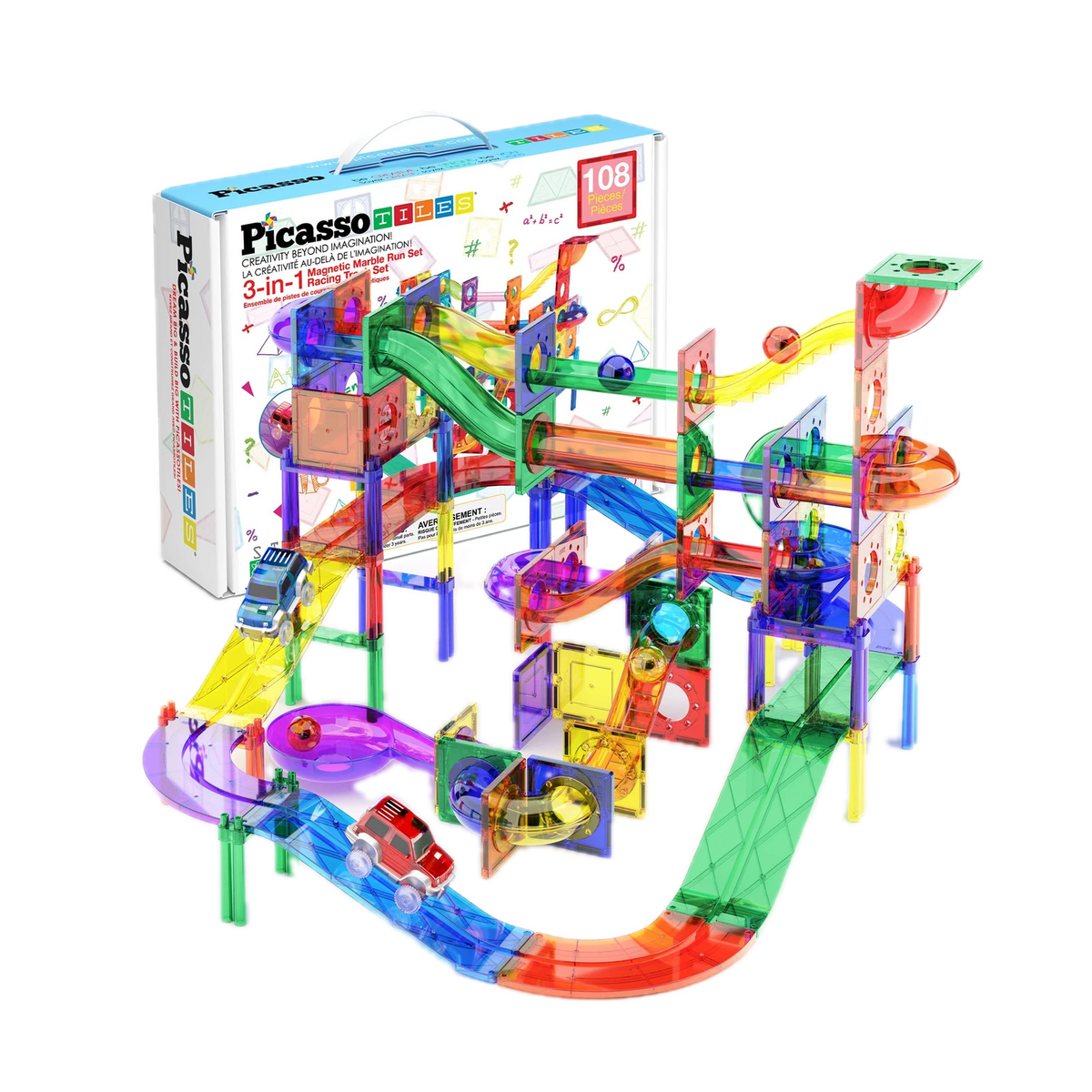 PicassoTiles Magnetic Marble Run Race Track Set PTG108