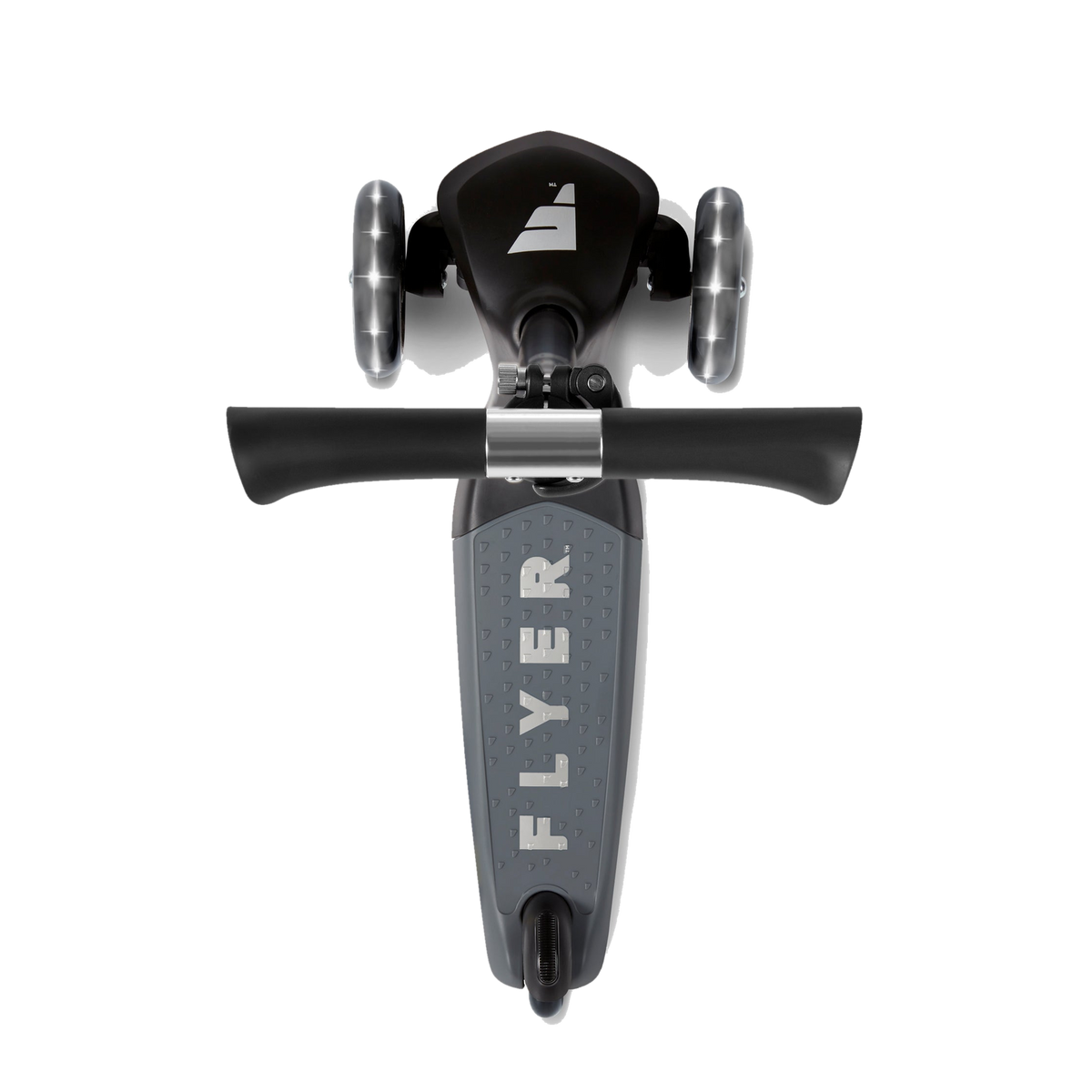 Radio Flyer Flyer Glider Pro with Light Up Wheels, top view of the deck and handlebar
