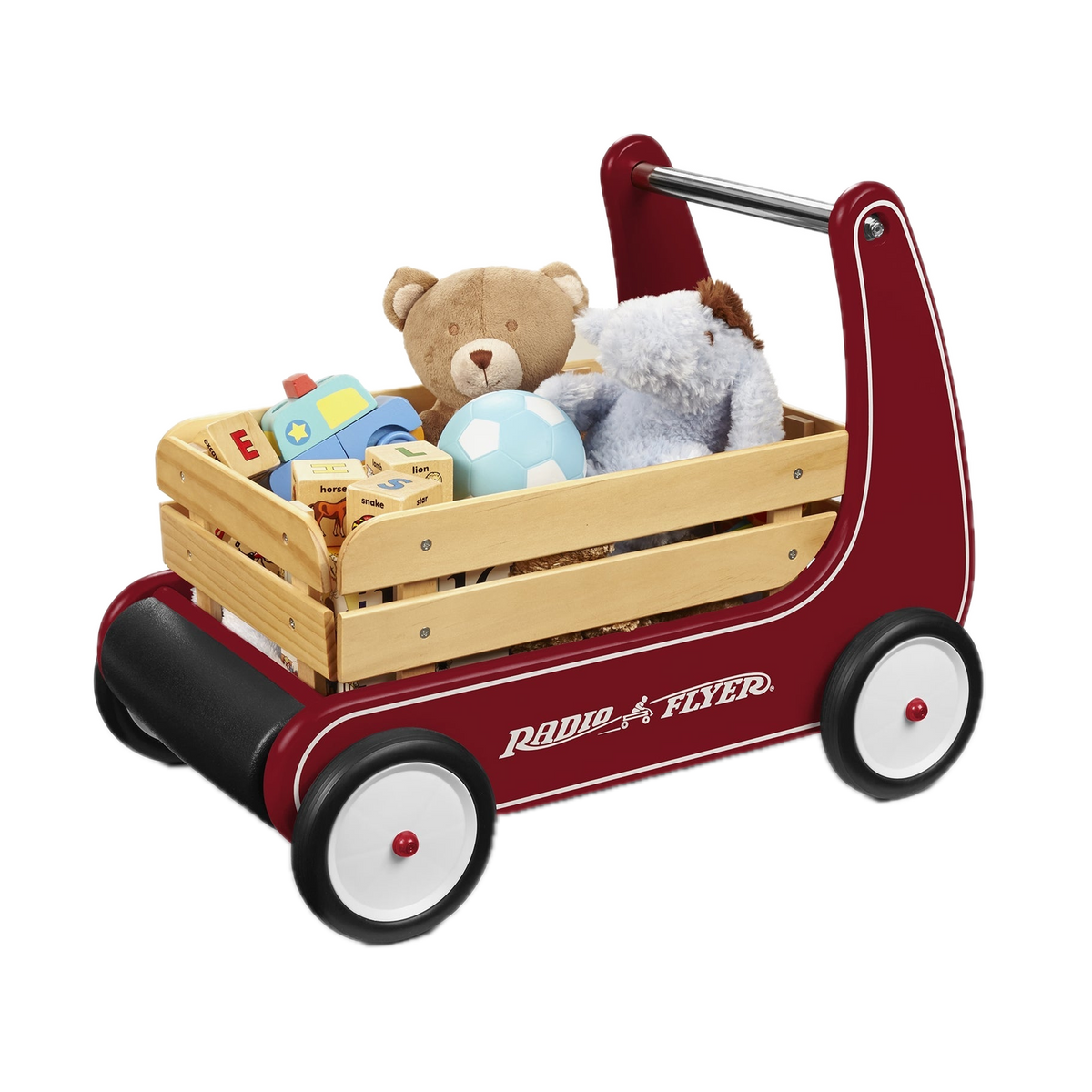 Radio Flyer Classic Push Walker Wagon 612AZ, wagon loaded with toys