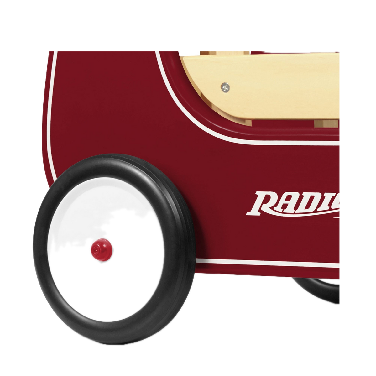 Radio Flyer Classic Push Walker Wagon 612AZ, wheel and resist clicker close-up