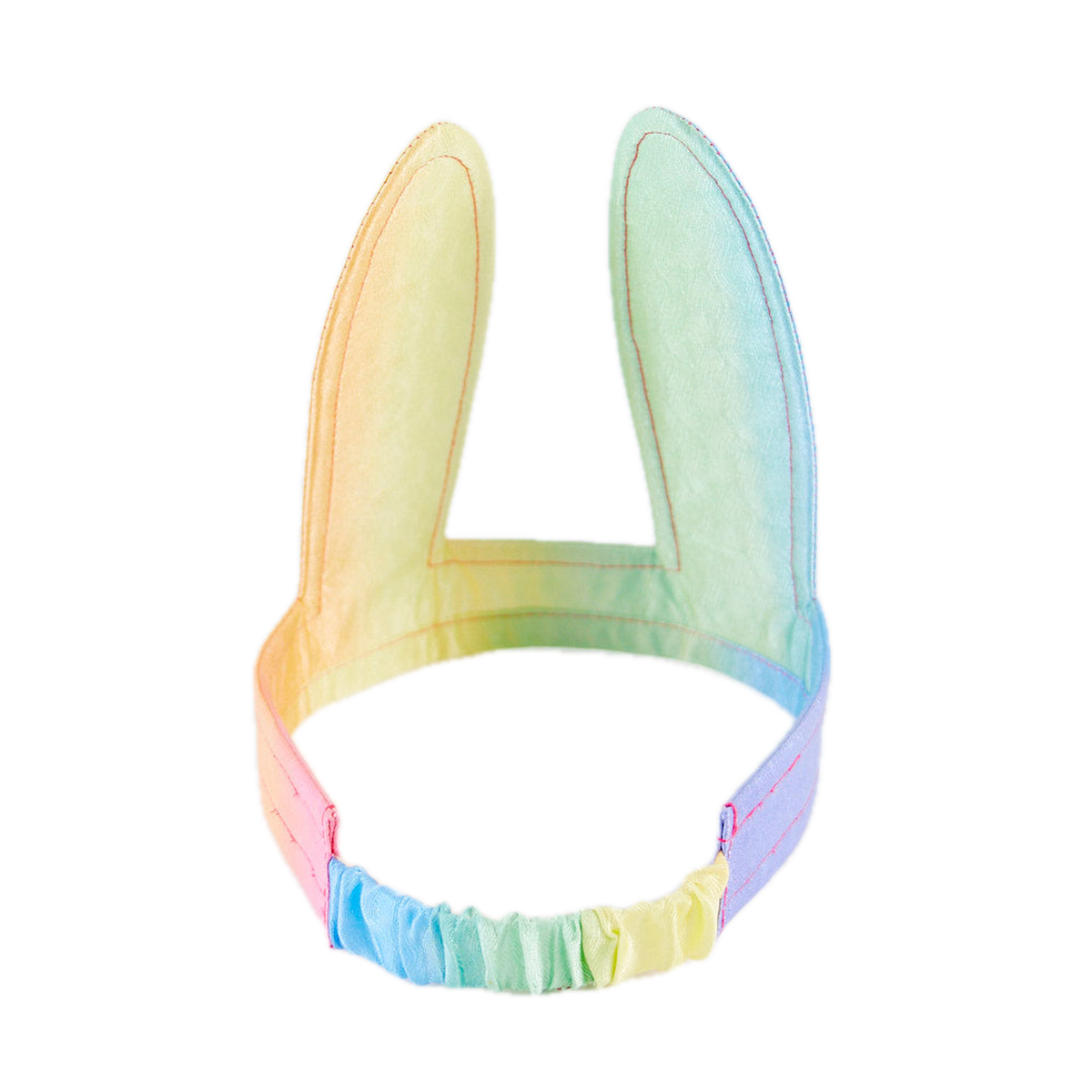 Sarah’s Silks Soft Rainbow Bunny Ears and Tail Dress-up Set, ears from another angle