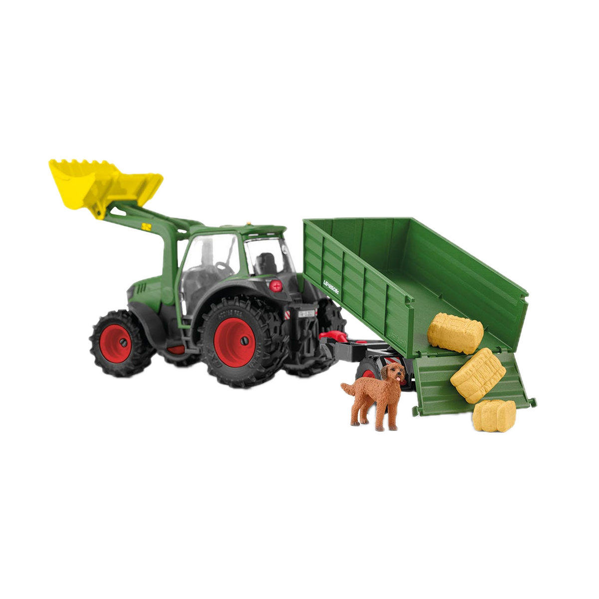 Schleich Farm World Tractor with Trailer 42608, trailer tipping hay bales