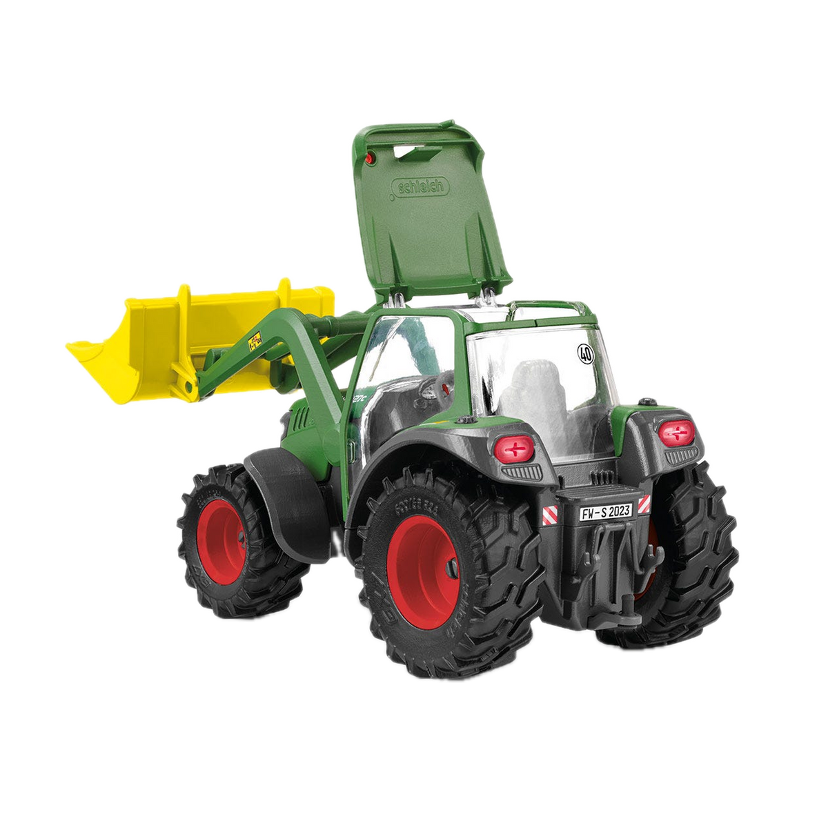 Schleich Farm World Tractor with Trailer 42608, tractor with loader raised