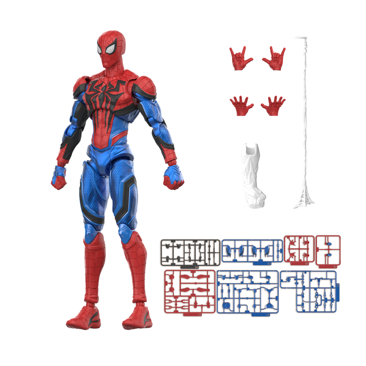 Blokees Marvel Rivals Champion Class 06 Spider-Man, figure with spare hands, web parts and part runners
