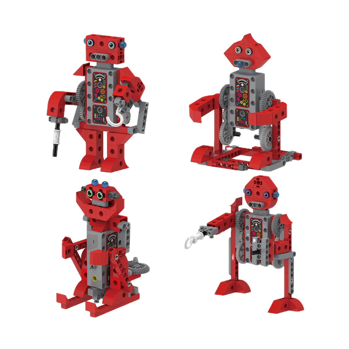 Thames & Kosmos Kids First Robot Factory, four of the robot models