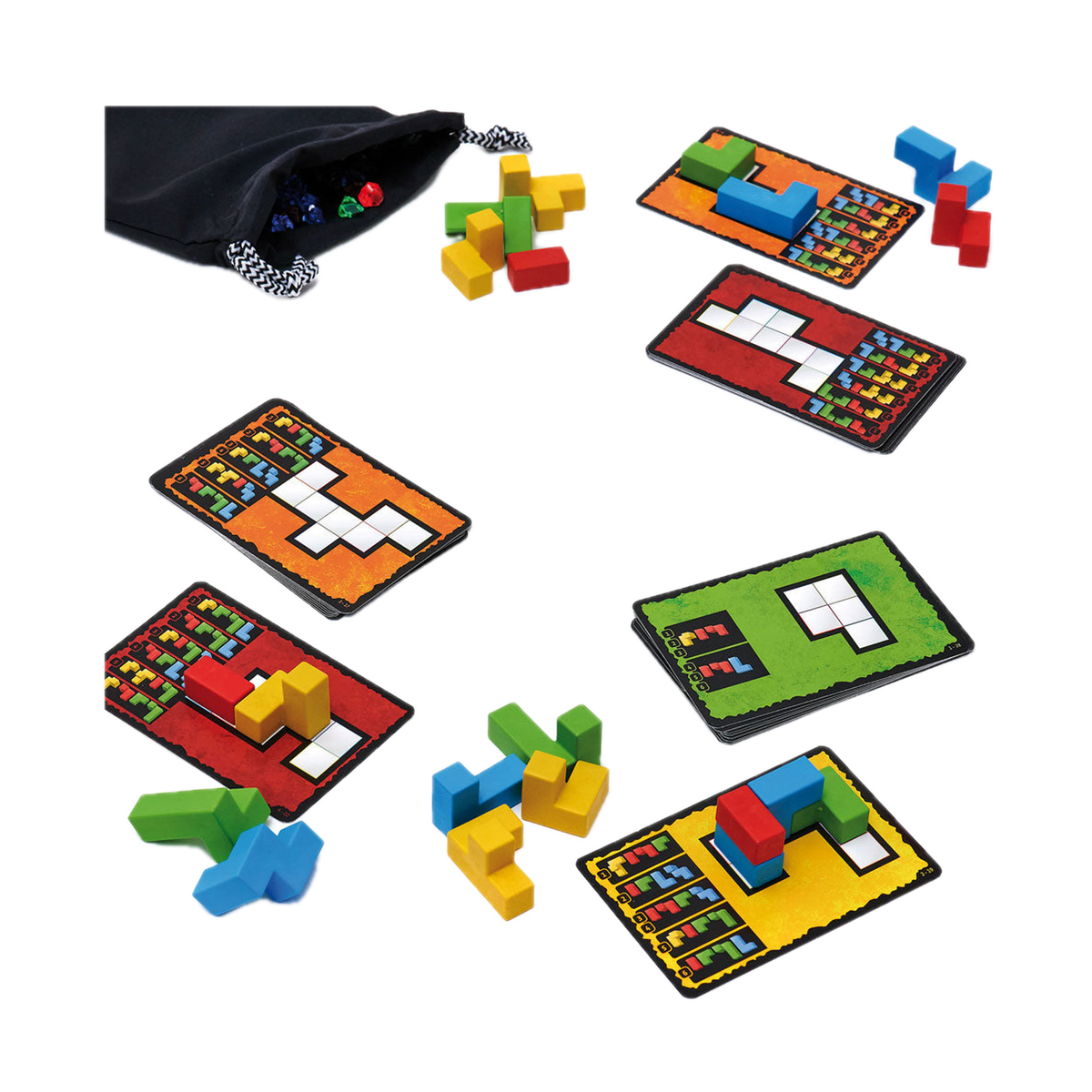 Thames & Kosmos Ubongo 3D 694258, puzzle boards and blocks