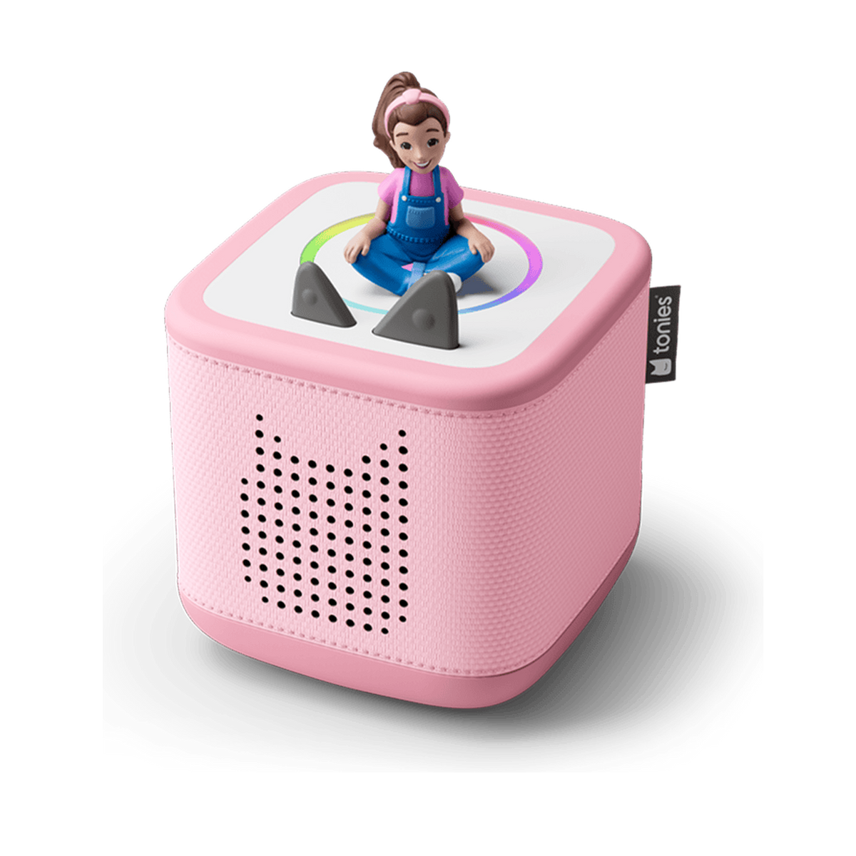 Tonies Toniebox 2 Ms. Rachel Starter Set, Cloud Pink, Toniebox 2 with Tonie, angled view