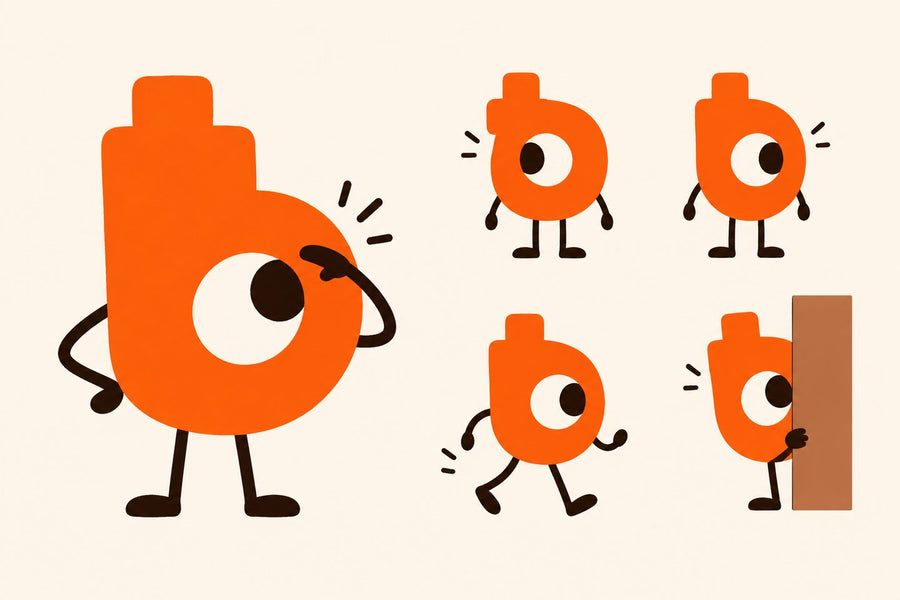 Illustrated ToyNoble b mascots looking around